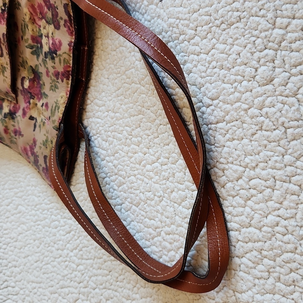 Patricia Nash Rosette Floral Italian Leather Velour Lined Shoulder Tote Bag - Picture 11 of 12